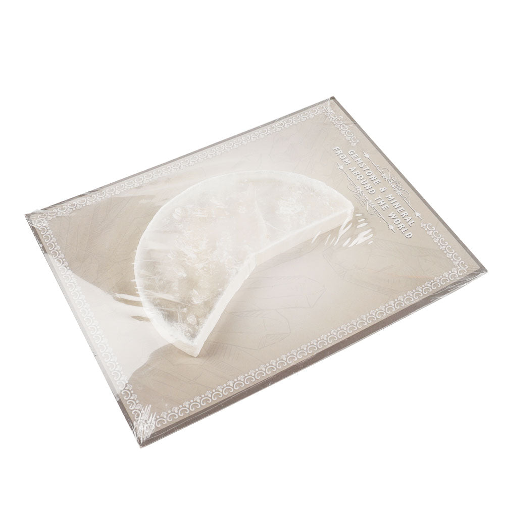 5-Zoll-Selenit-Kristallplatte in Mondform zur Heilung