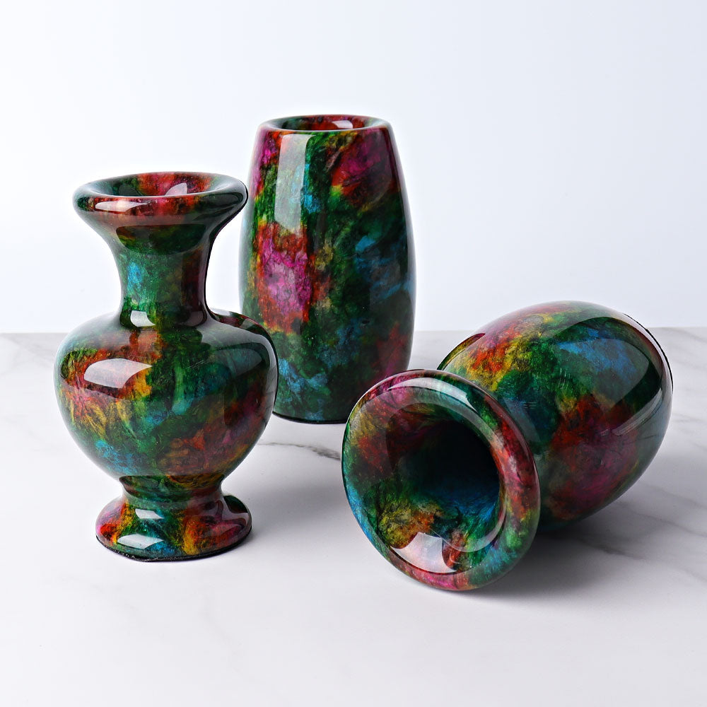 5 Zoll Sieben-Farben Jade Vase Mineral Probe