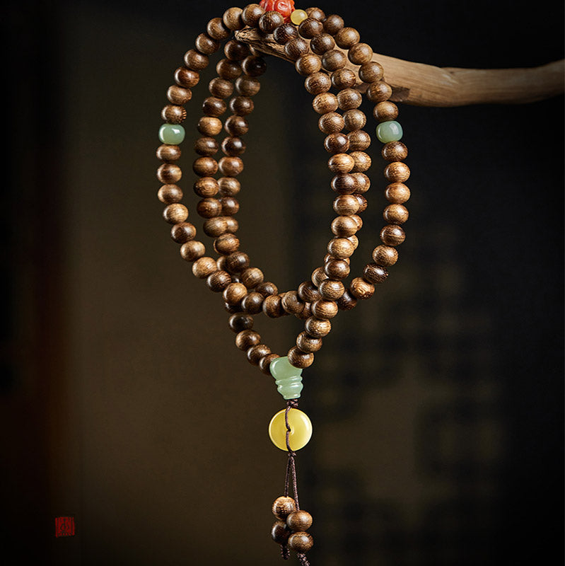 8 mm Adlerholz-Jade-Holz-Mala-Perlenarmband für Balance