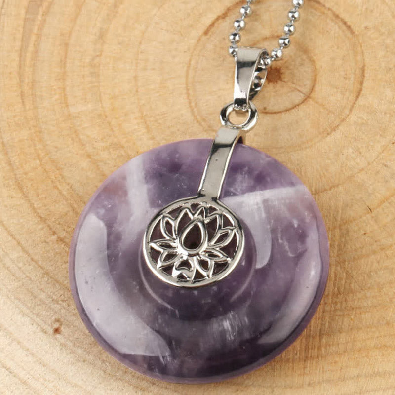 Verschiedene Kristalle Amethyst Pink Lotus Heilung Halskette