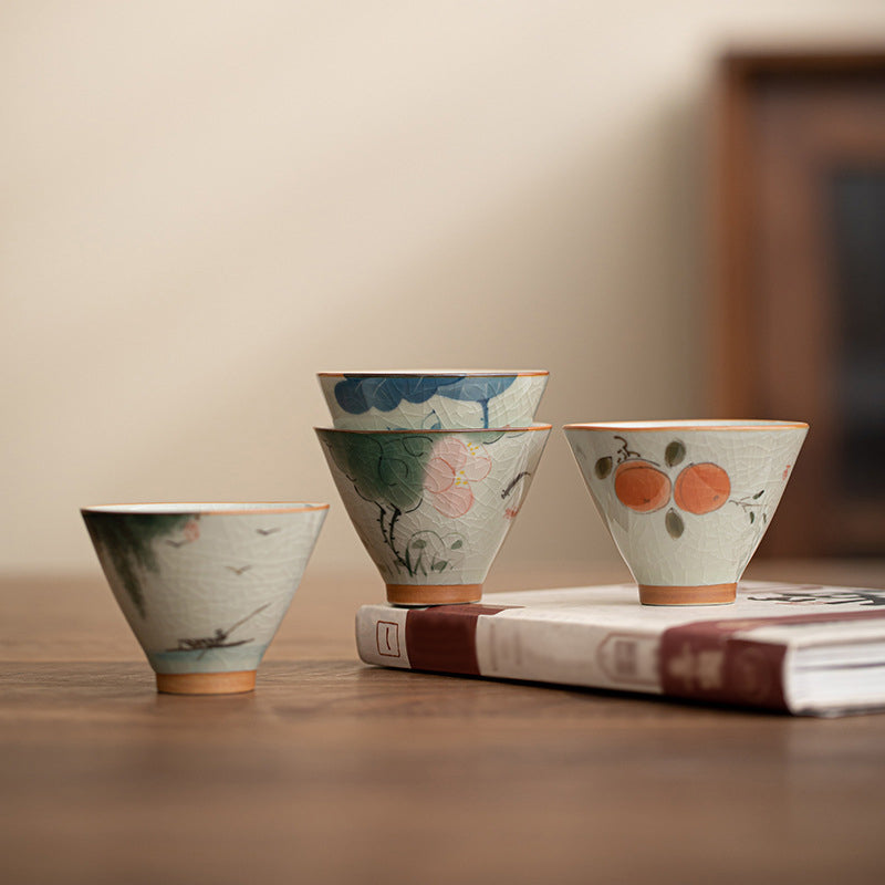 50 ml Keramik-Teetasse mit Koi-Fisch-Lotus-Design für Meditation