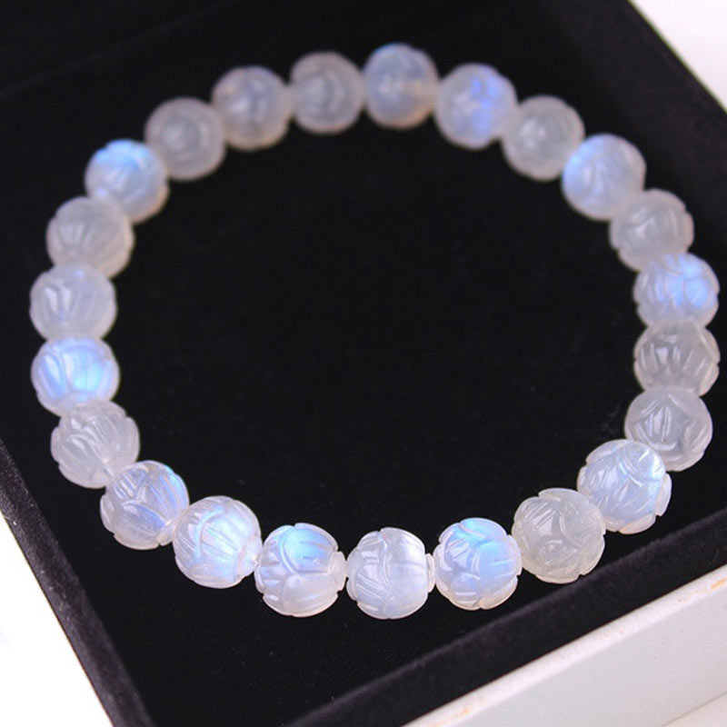 8mm Moonstone Bracelet Lotus Love for Calm & Healing