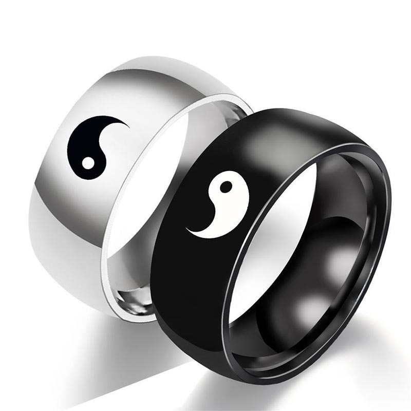 8 mm Yin-Yang-Balancering aus Titanstahl für Paare