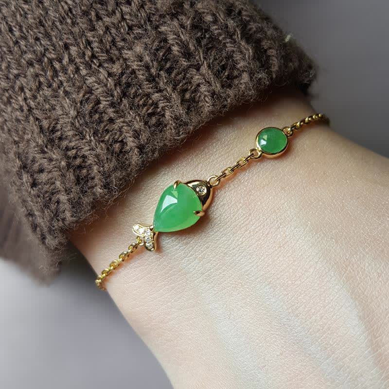 Green Chalcedony Koi Fish Courage Bracelet for Strength