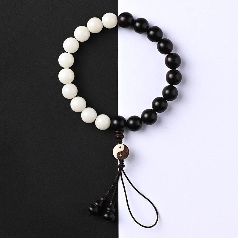 12 mm Ebenholz Yin Yang Meditations- und Schutzarmband