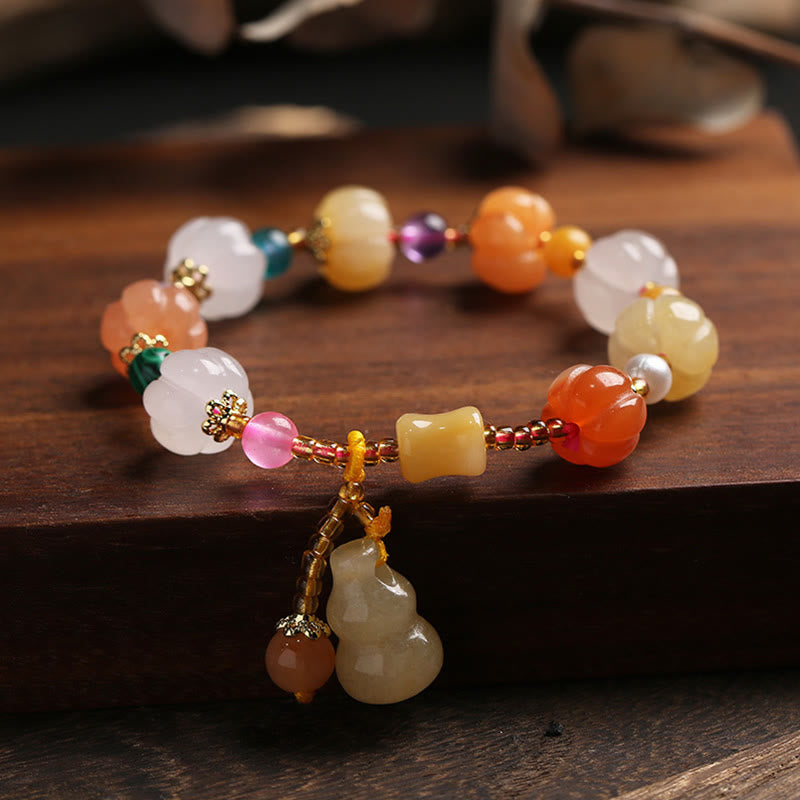 Goldenes Jade-Reichtumsarmband aus Seide mit Pixiu für Glück