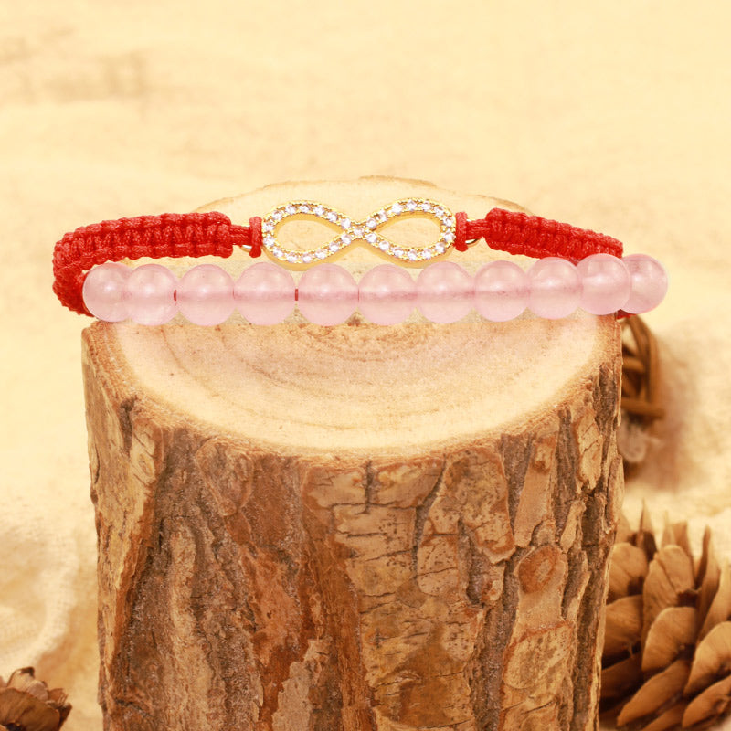 Lotus Pink Kristall Rote Schnur Armband 38cm Unisex
