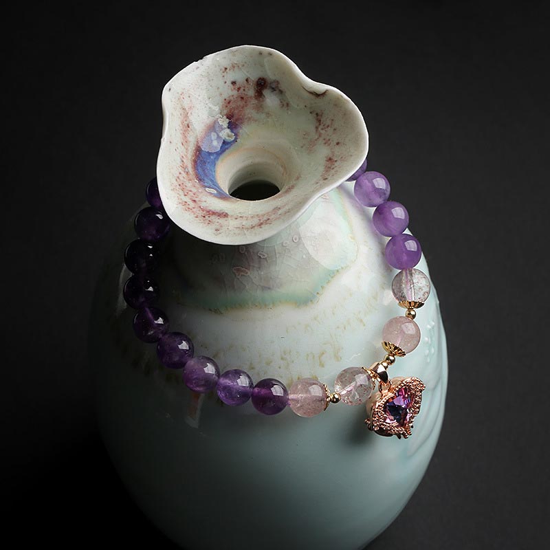 8 mm Amethyst-Erdbeerquarz-Heilarmband