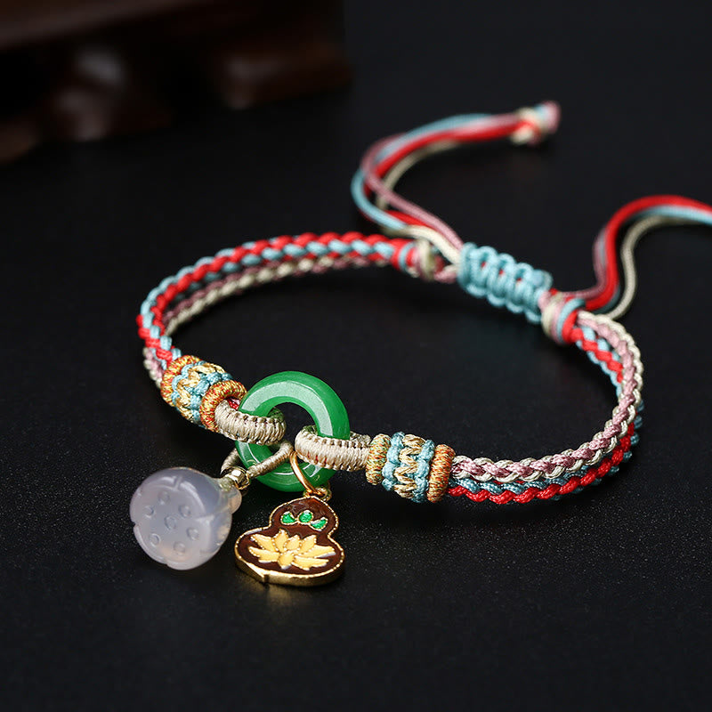 Lotus Chalcedony Jade Harmony Bracelet with Peace Buckle