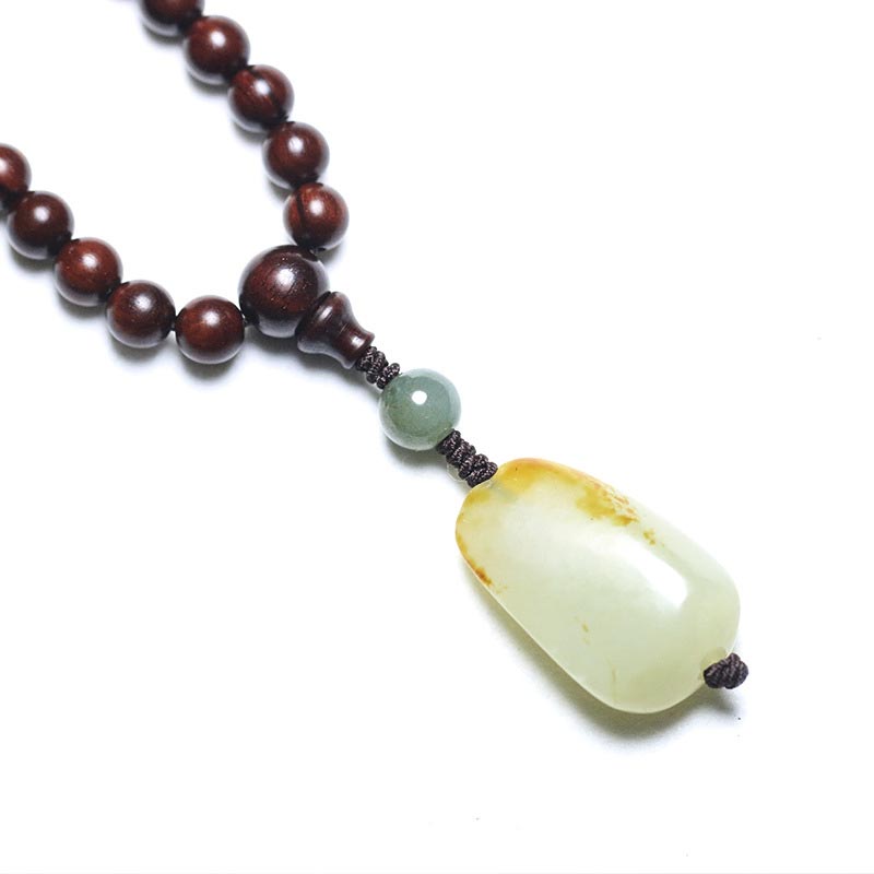 6 mm kleines Blatt-Mala-Armband aus rotem Sandelholz und Jadeholz für Meditation
