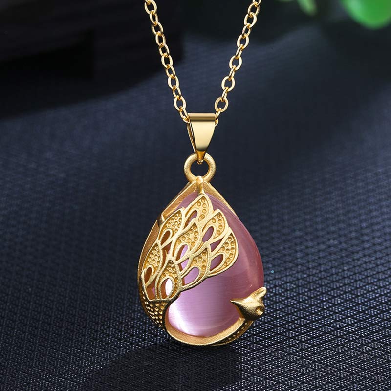 Pink Crystal & Green Chalcedony Soothing Spiritual Necklace
