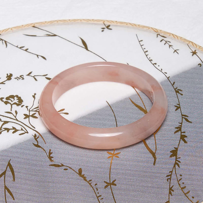 54–56 mm rosafarbenes, goldenes Seiden-Jade-Armband für Reichtum und Glück