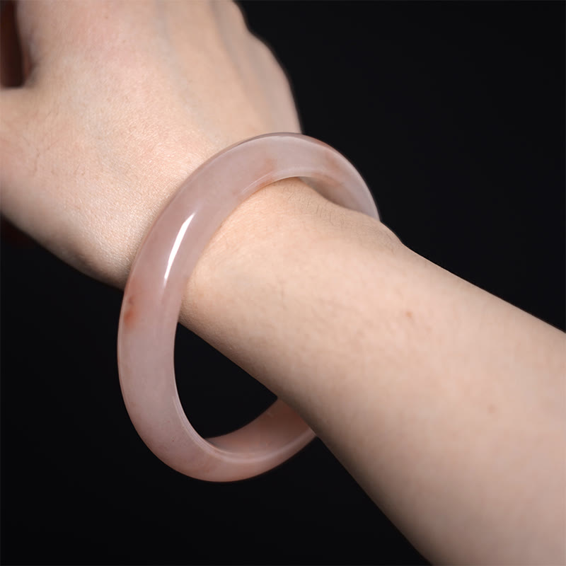 54–56 mm rosafarbenes, goldenes Seiden-Jade-Armband für Reichtum und Glück