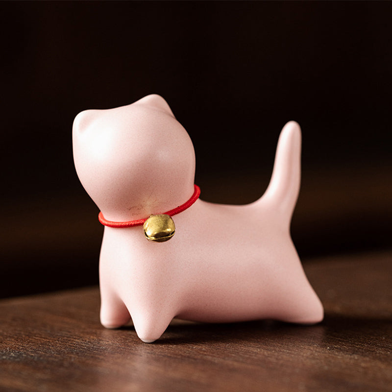 Mini Ceramic Cat Tea Pet | Sitting & Standing Figurine 5cm