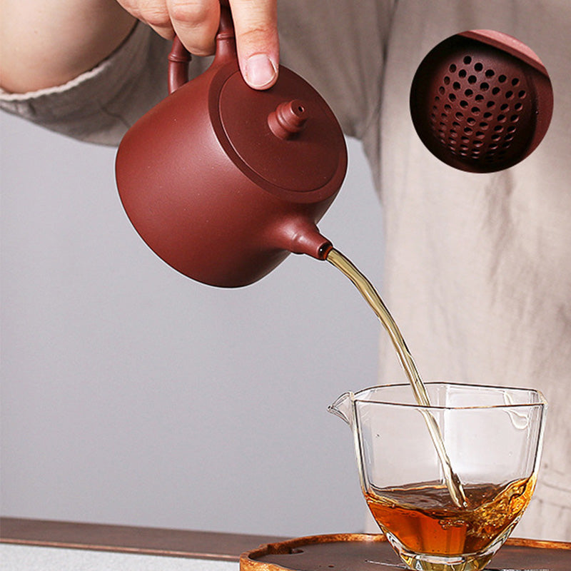 Handgefertigte Kung-Fu-Teekanne aus Bambus aus violettem Ton, 260 ml