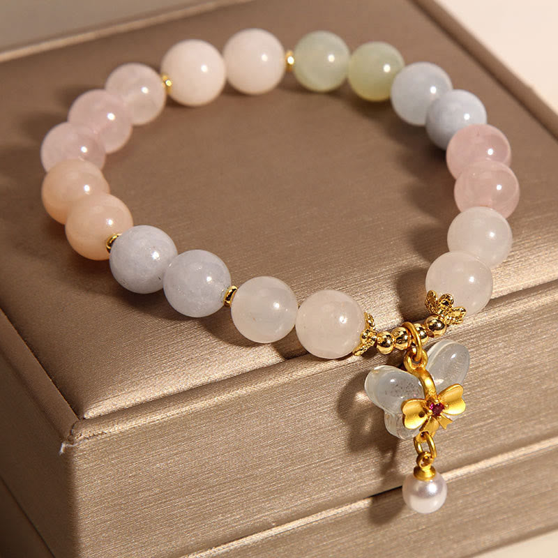 Morganite Confidence Butterfly Charm Spiritual Bracelet