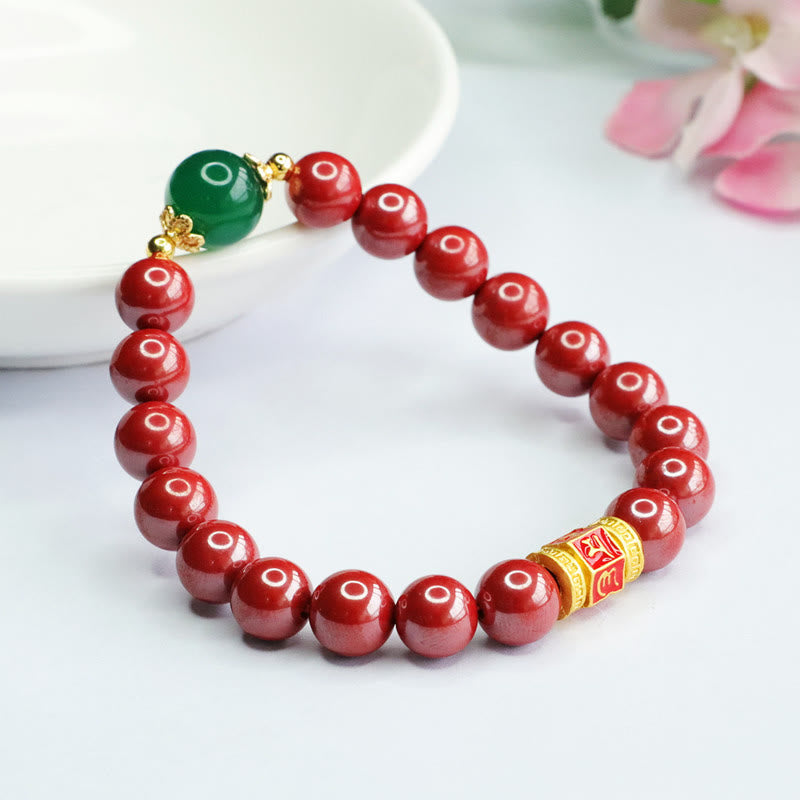8 mm großes Om Mani Padme Hum Armband aus grünem Achat
