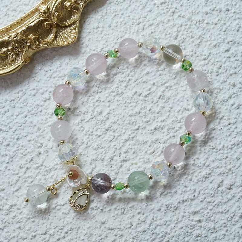 Strawberry Quartz Fluorite Healing Bracelet for Emotional Clarity