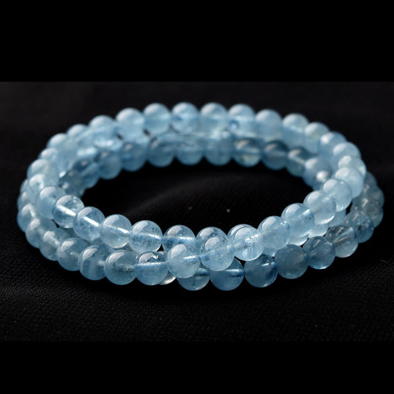 6 mm Aquamarin-Armband für Frieden und emotionale Heilung