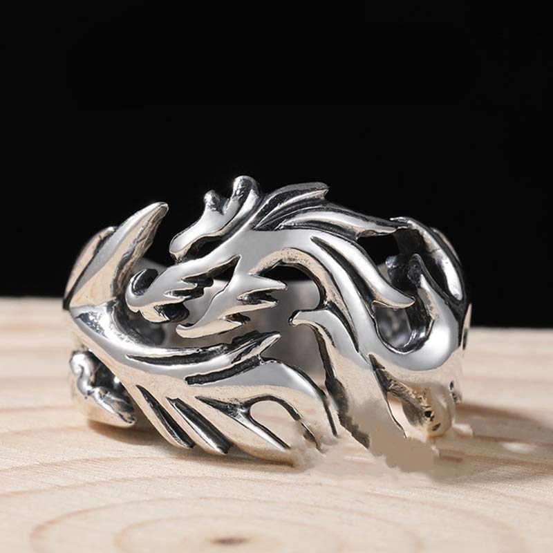 Unisex Dragon Pattern Protection Strength Adjustable Ring