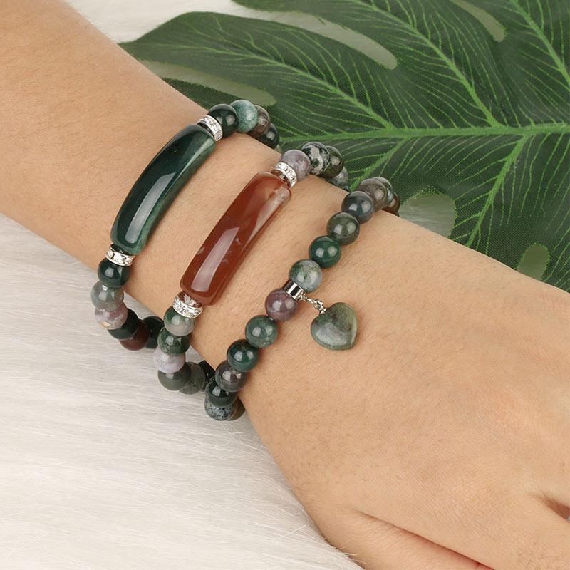 Natural Quartz Love Heart Healing Beads Bracelet 8mm