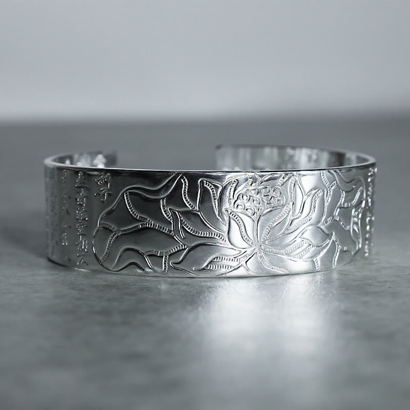 Tibetisches Lotusarmband aus weißem Kupfer | Glück & Erleuchtung