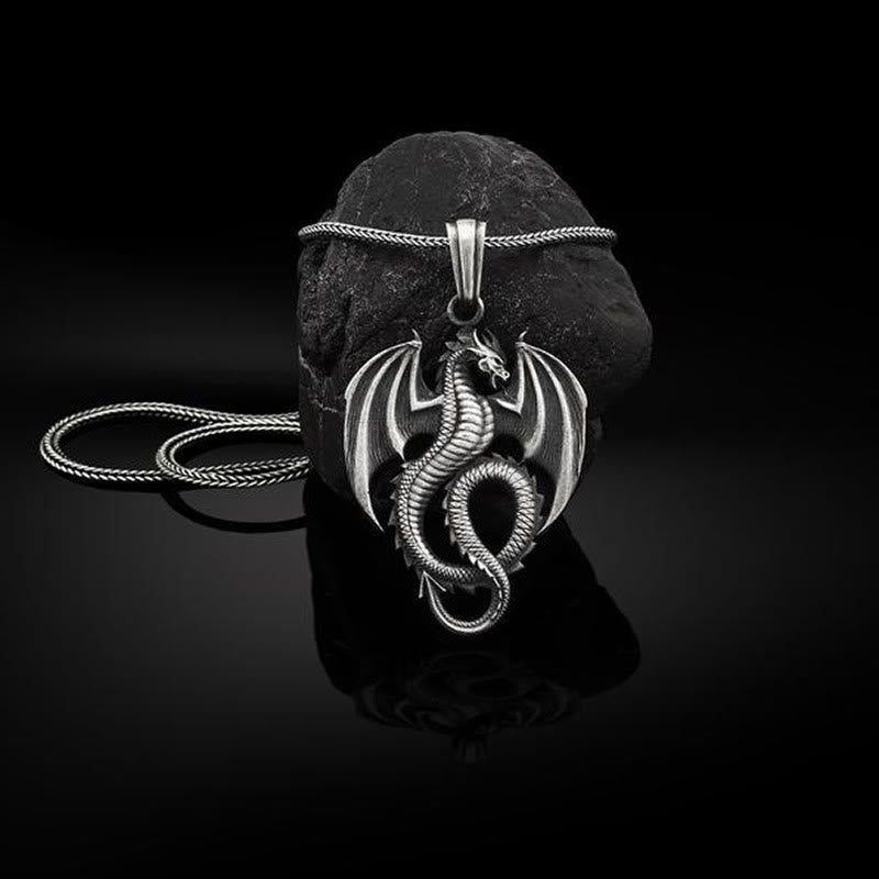 Pure Tin Dragon Necklace Pendant | Luck & Success Symbol
