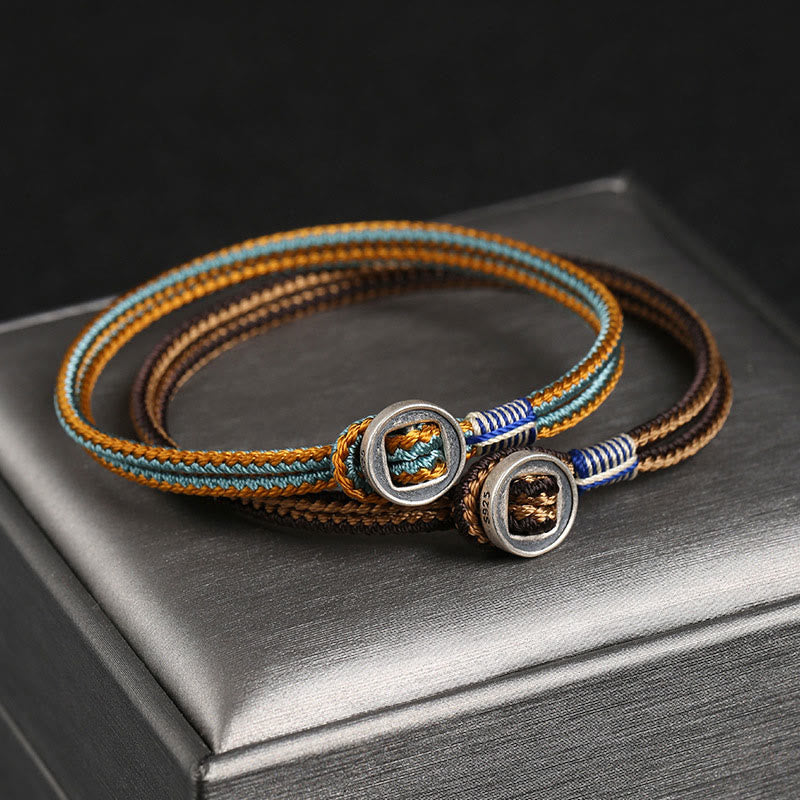 925 Sterling Silver Handmade Protection Weave String Bracelet
