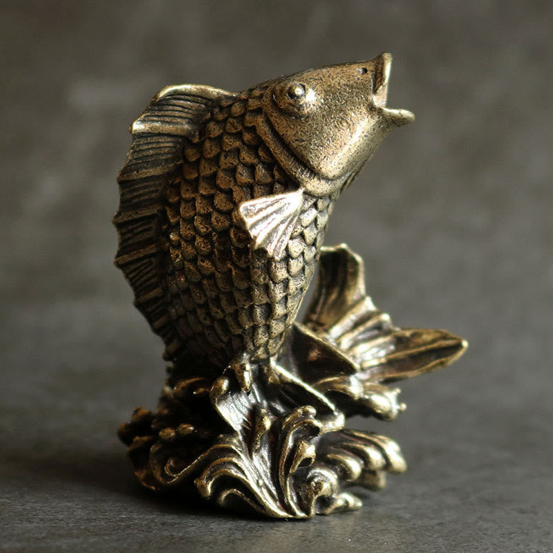 Handgefertigte Koi-Fisch-Kupferdekoration für Glück und Wohlstand