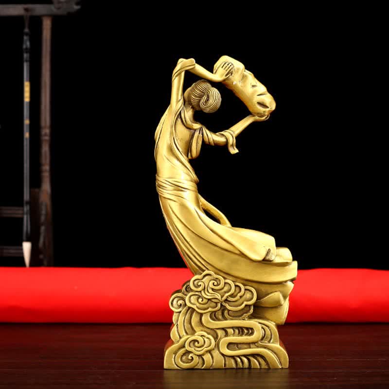 Kupferne Bodhisattva Nuwa Schutzstatue 11x8x27cm