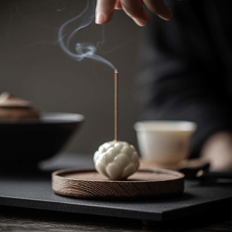 Mini Lotus Flower Ceramic Incense Burner 3.5cm Meditation