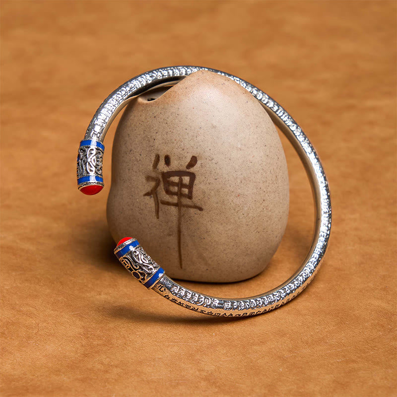58 mm Kupfer-Heilarmband mit geschnitzten Münzen im Herz-Sutra-Stil