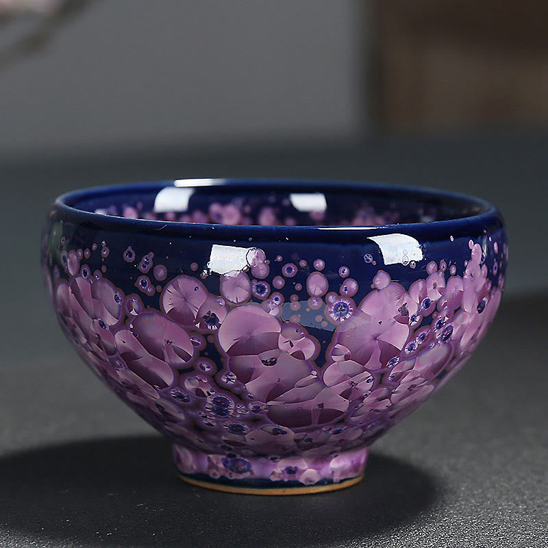 Bunte Irisblumen Jian Zhan Teetasse 110ml Keramik