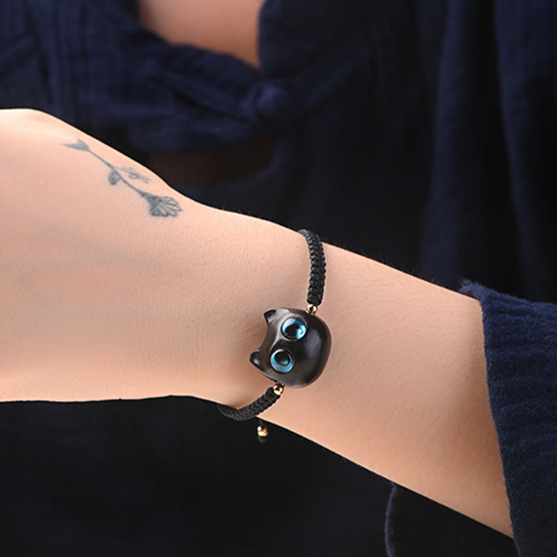 Unisex-Armband mit kleinem Blatt aus rotem Sandelholz und Ebenholz, beruhigender Schutz