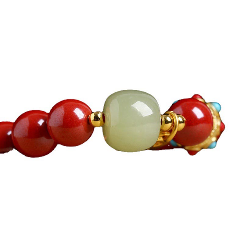 Unisex-Charm-Armband aus Zinnober und grünem Aventurin, 8 mm