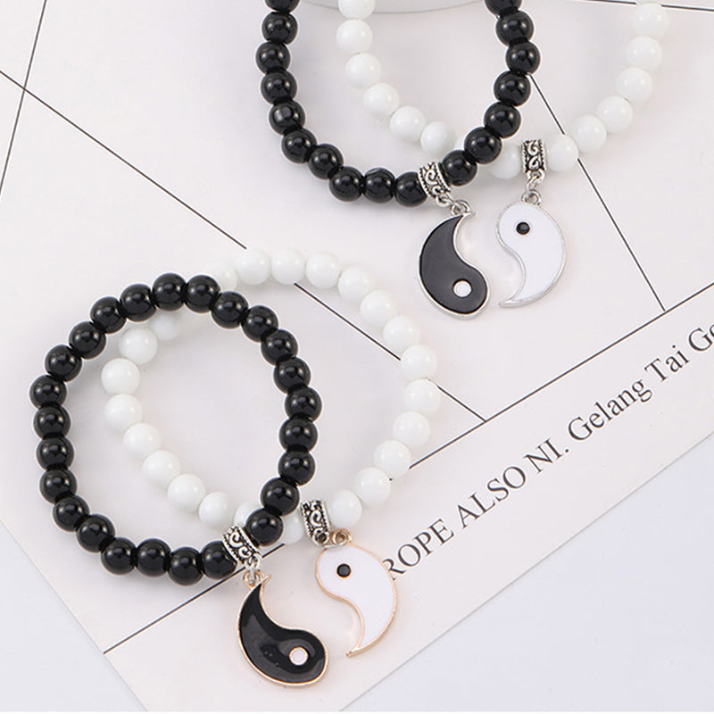 8 mm Yin-Yang-Armband mit schwarzem Onyx und weißem Türkis