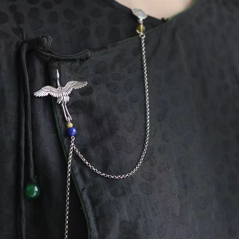 Vintage Copper Crane Brooch for Happiness & Transformation