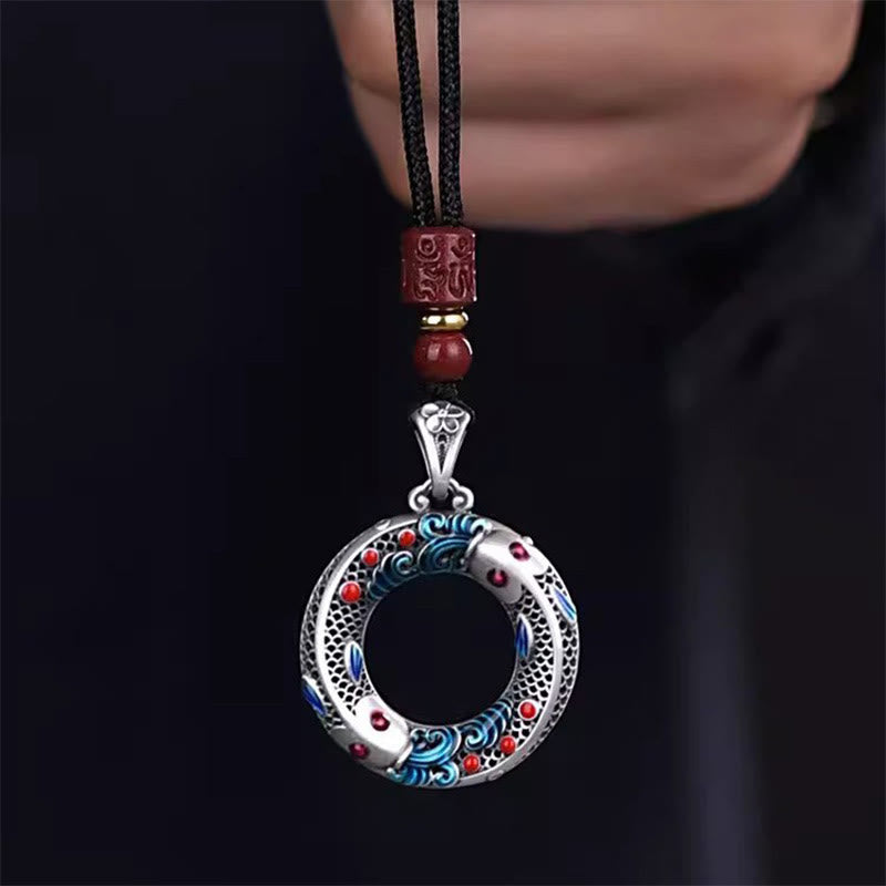 Copper Koi Fish Necklace Peace Buckle for Wealth & Luck