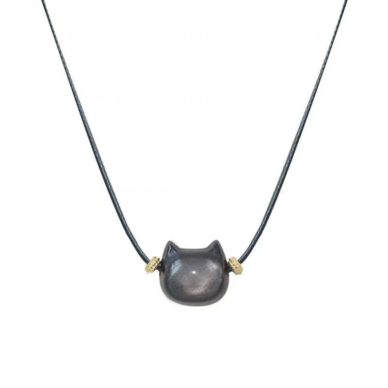 Gold Sheen Obsidian Lucky Cat Protection Bracelet 8mm