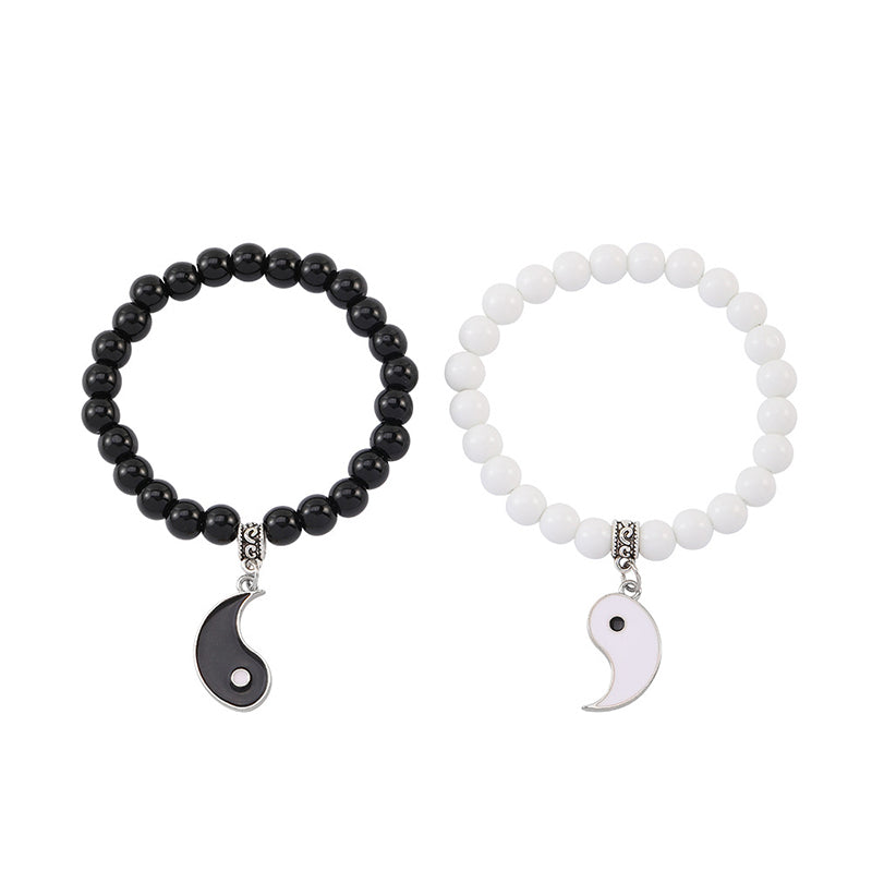 8 mm Yin-Yang-Armband mit schwarzem Onyx und weißem Türkis