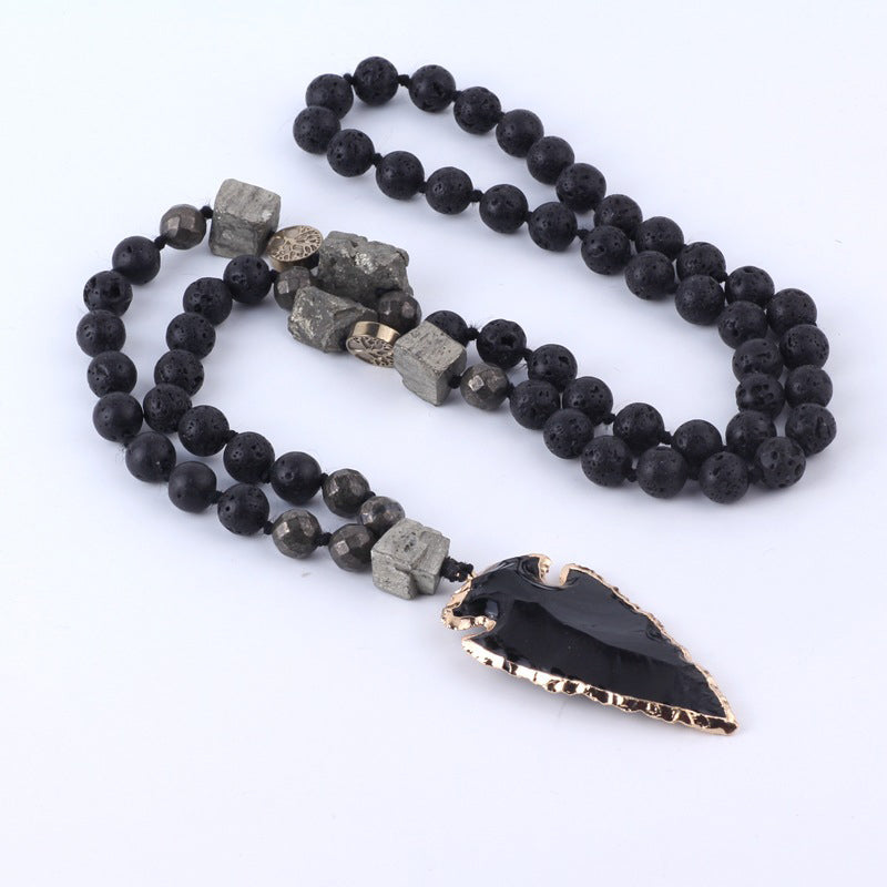 Lava Rock Spiritual Necklace 40cm for Meditation and Calm