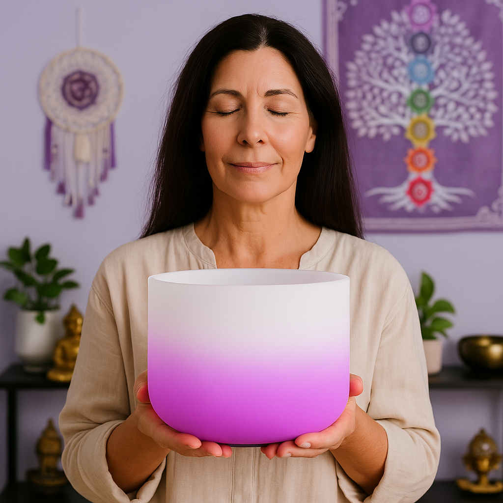 Kristallklangschale - Kronenchakra-Klangschale - B-Note-Meditationsschale zur Heilung