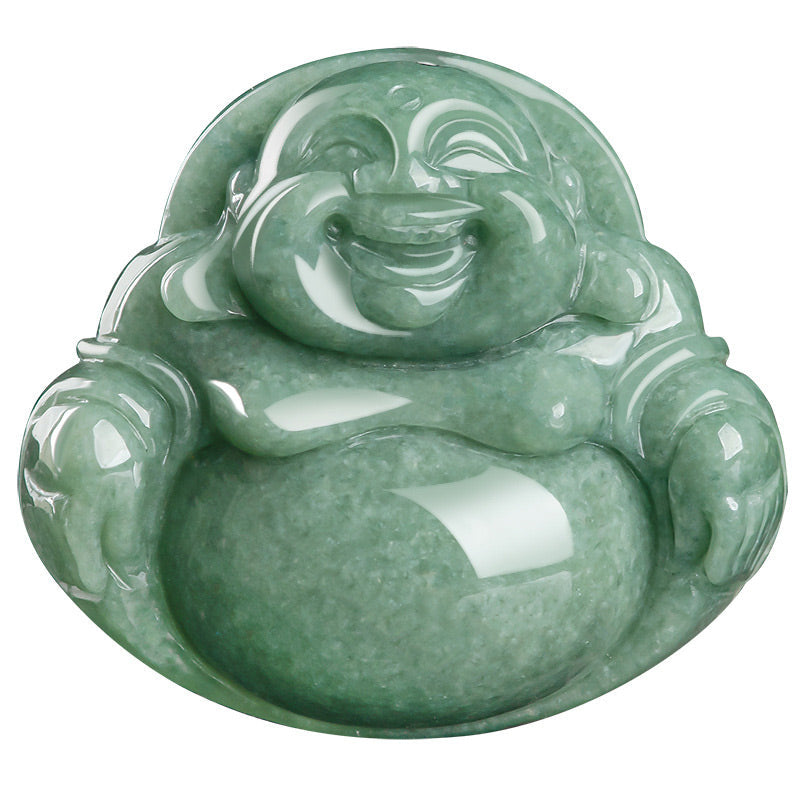 Lachender Buddha Cyan Jade Harmonie Halskette