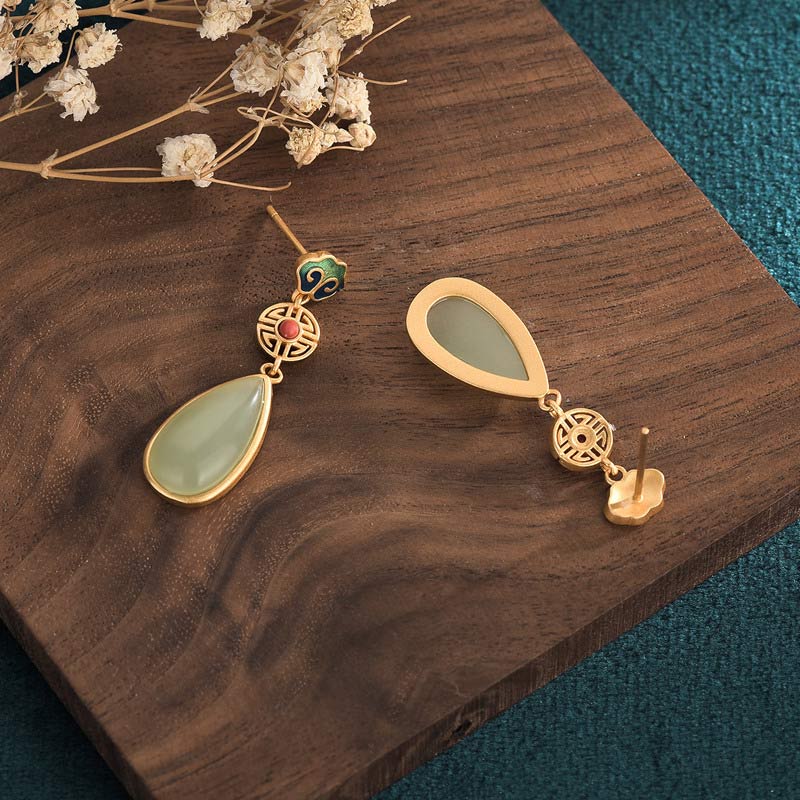 36 mm Jade-Ohrringe „Prosperity Double Happiness“