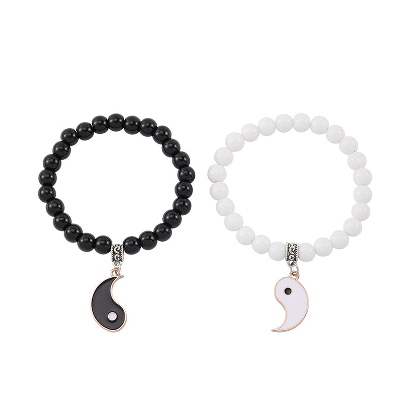 8 mm Yin-Yang-Armband mit schwarzem Onyx und weißem Türkis