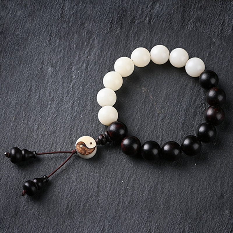12 mm Ebenholz Yin Yang Meditations- und Schutzarmband