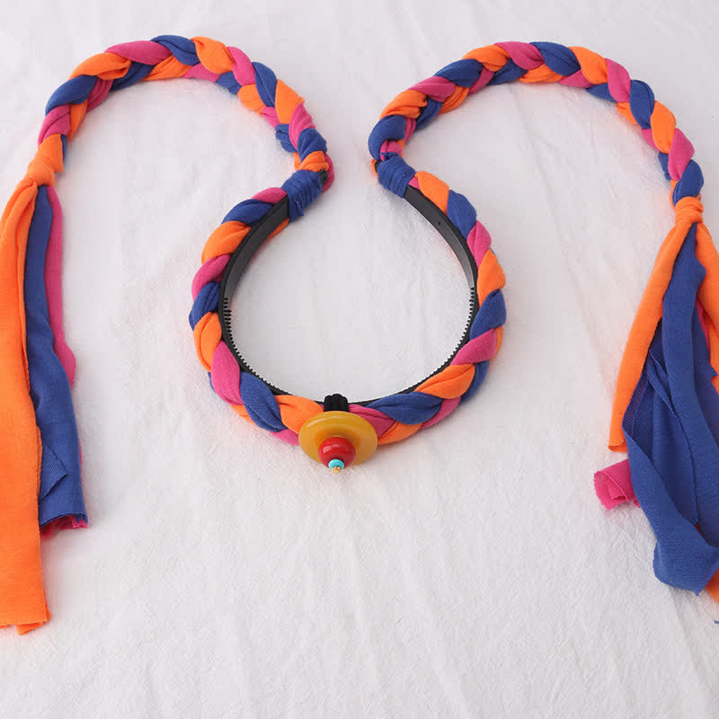 Spirituelles Haar-Accessoire aus Kupfer mit bunten tibetischen Quastenperlen