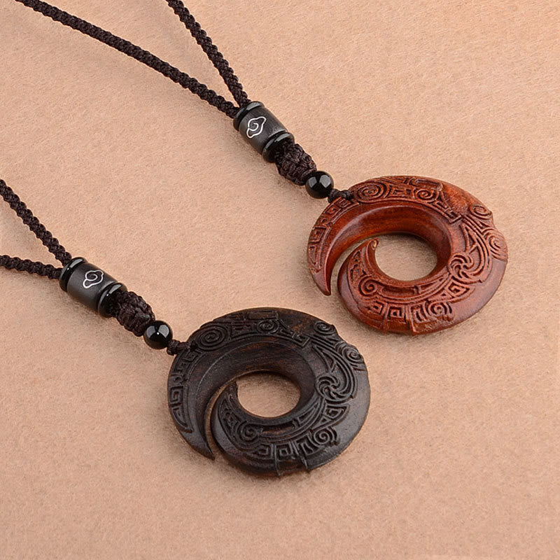 Small Leaf Red Sandalwood Ebony Wood Spiritual Protection Necklace