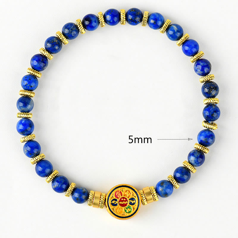 5 mm Lazurit Om Mani Padme Hum Balance-Armband