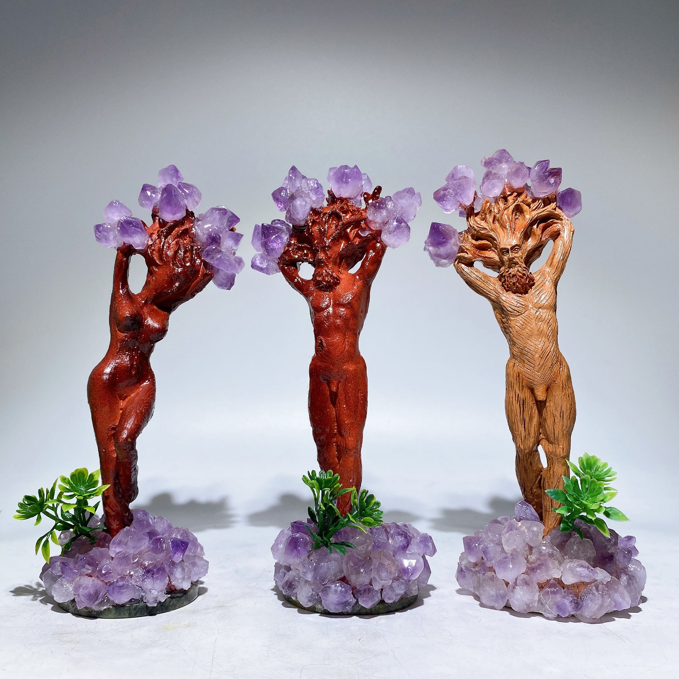 6,1 Zoll Amethyst Holz Baumelfen Figur
